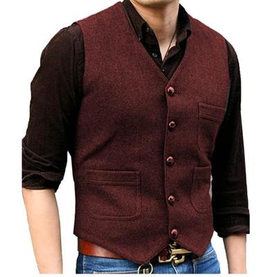 Gilet da uomo business slim-fit monopetto gilet giovanile tinta unita scollo a V