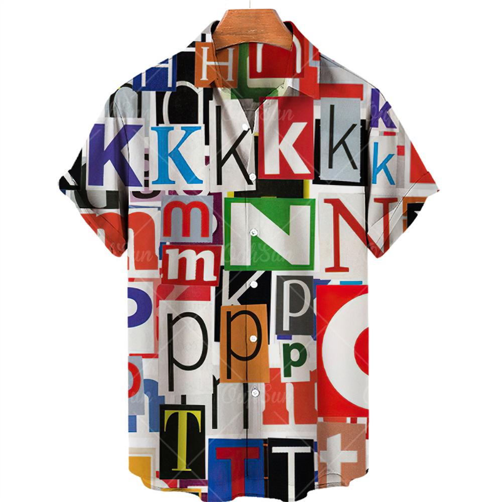 Summer 3d Graffiti Oil Painting Printed Shirt Men Fashion Streetwear Hawaiian Beach Casual Lapel Men's Short Sleeved Shirt