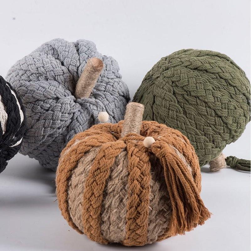 Table Halloween Pumpkin Top Decoration Handmade Woven Crafts Cotton Material