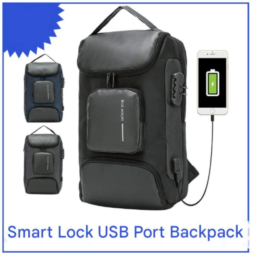 Blue Mount 9907 Smart Lock USB Rechargeable Water-Resistant Backpack