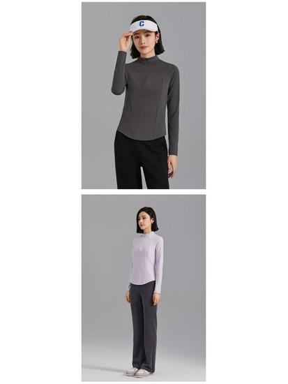 Women's Slimming Half-Zip Long-Sleeve Base Layer Top for Fitness & Yoga - Comfortable and Stylish Spring/Autumn Outerwear