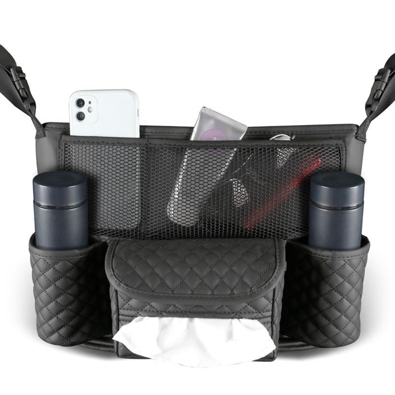 Car Seat Purse Handbag Holder Leather Pocket for Document Phone Storage Barrier of Backseat Kids Pet Fits Most Vehicles