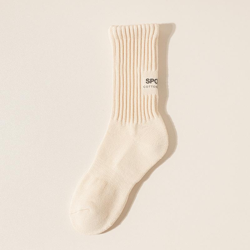 

Чоловічі осінньо-зимові флісові та потовщені шкарпетки до середини литки з чистої бавовни, модні молодіжні спортивні шкарпетки 1 pair хакі