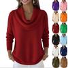 Women's Casual And Fashionable Round Neck Long Sleeved Knitted Solid Color Top Sweater