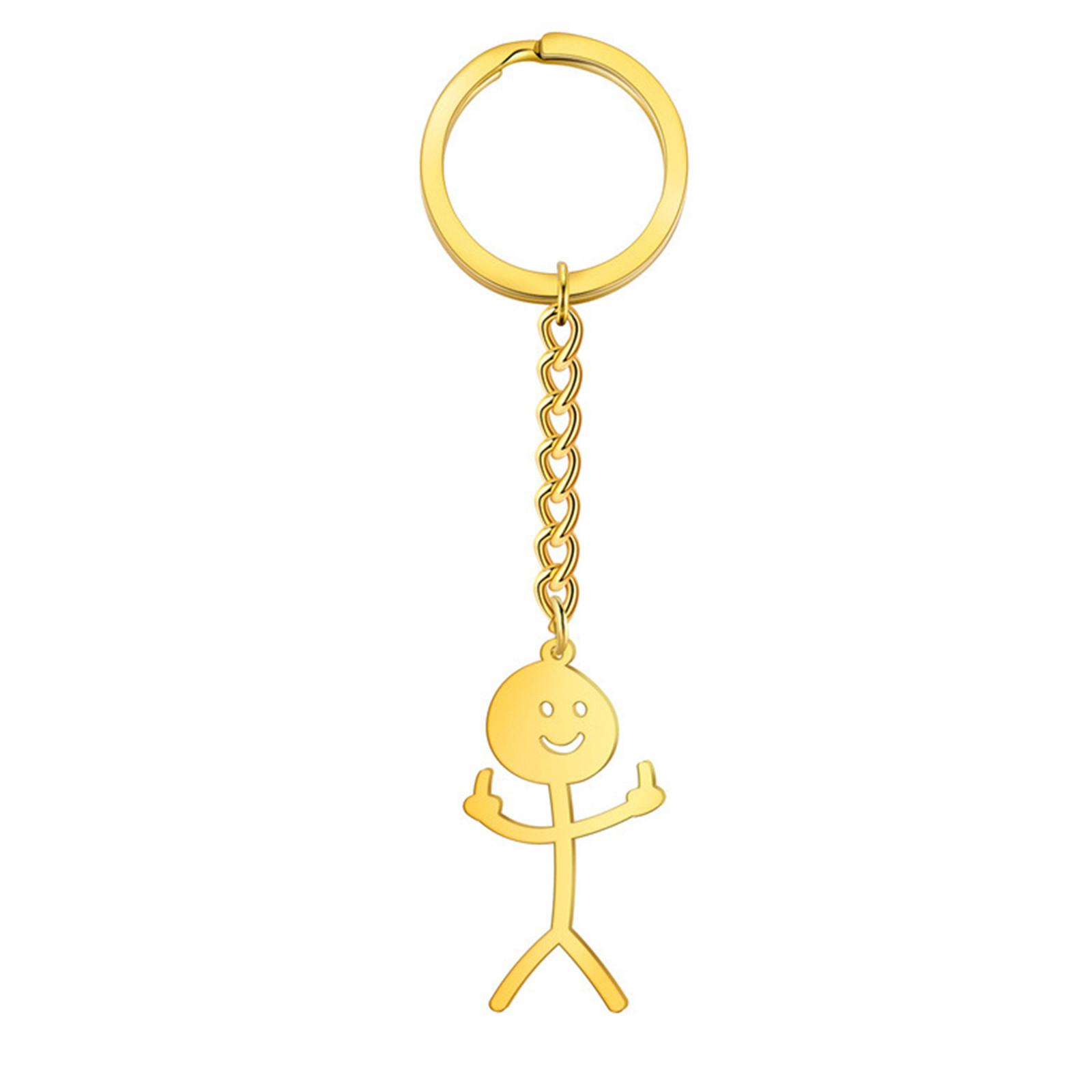 Интересный брелок из нержавеющей стали с забавным персонажем на среднем пальце One Size — фото 3