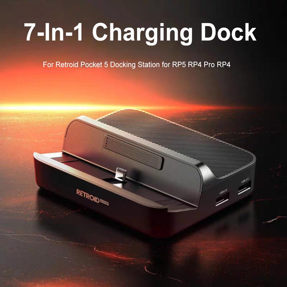 For RP5/RP4/Pro/RP4 7-In-1 Charging Dock for Retroid Pocket 5 Charging Station PD Charging HDMI-Compatible Charger Dock Station