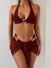 2026 Europese Vakantie Zwemkleding: Sexy Effen Kleur Cover-up, Drie Delig Bikini voor Dames