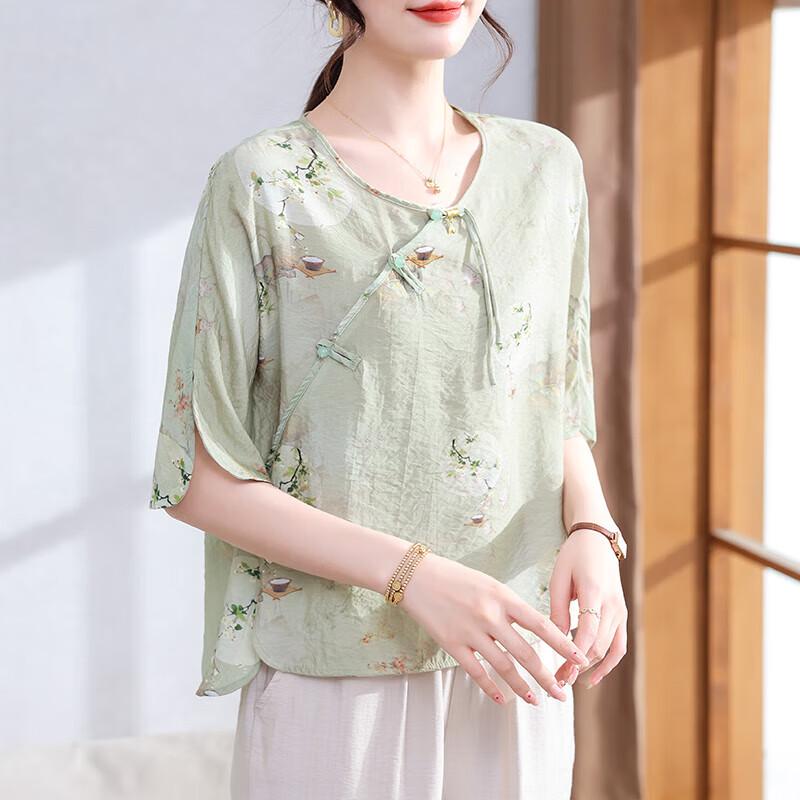 

XUEXI Women s Summer Short-Sleeve Chiffon Top XL