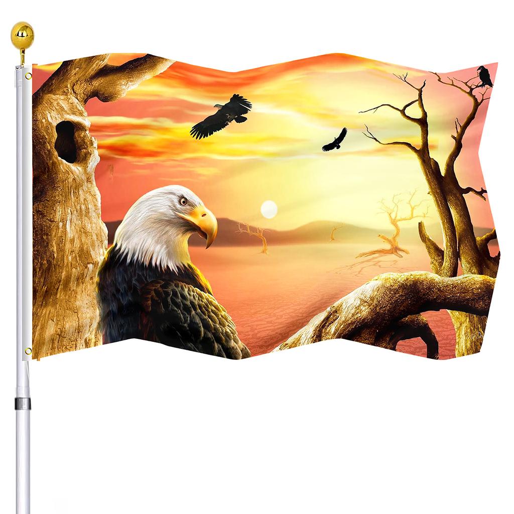Eagle Flags Indoor House Outdoor Decor Flag with Brass Grommets Sunset Art Banners Polyester Garden Yard Flags for Women Men