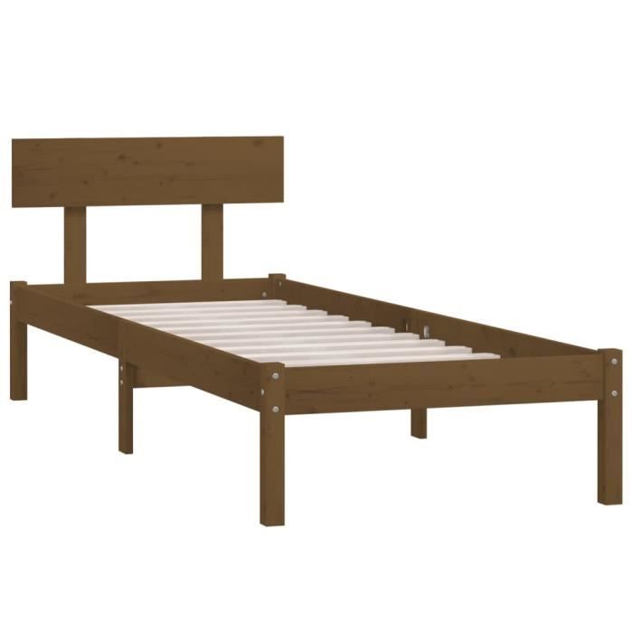 VidaXL Cadre de lit Marron miel Bois de pin massif 90x190 cm UK simple