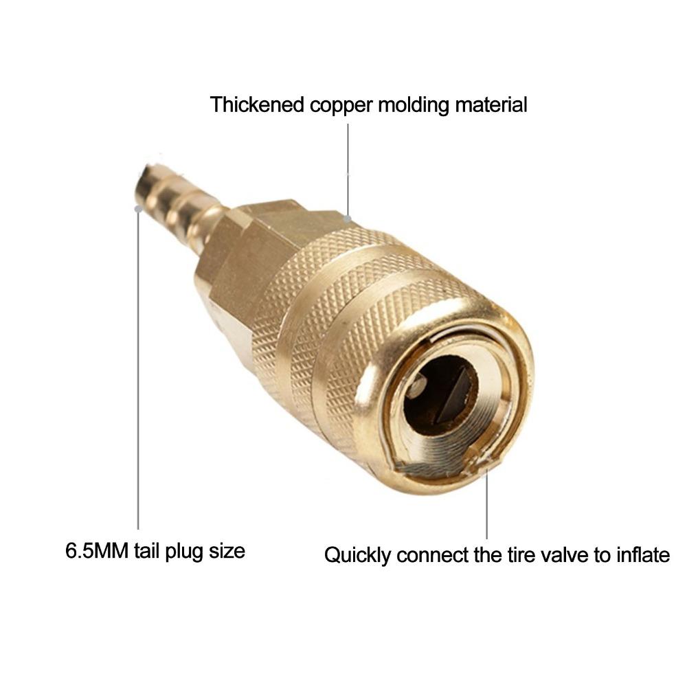6.5mm Barb Connector Air Pump Chuck Copper Quick Connect Adapter Small Air Tool Line Assembly