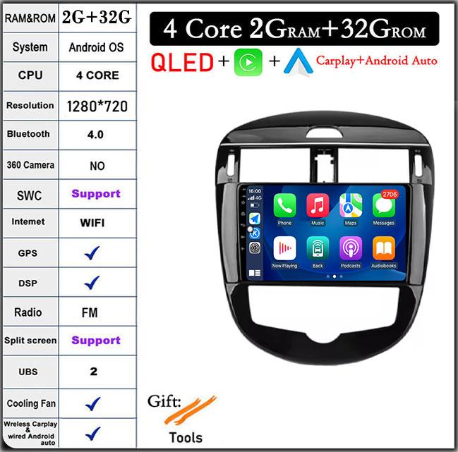 Carplay For Nissan Pulsar 6 NB17 2014 -2018 Android 14 Auto Car Radio GPS Navigation Video Player Head Unit BT