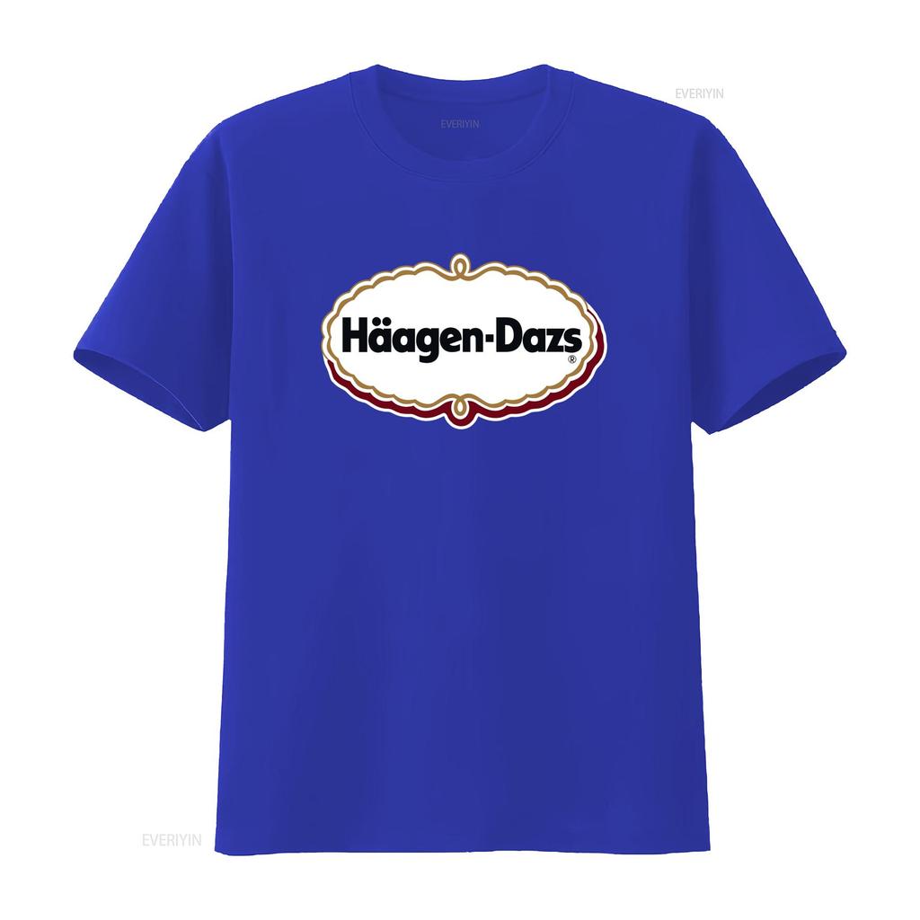 Häagen Dazs Ice Cream Logo Print T Shirt Stylish and Unique Design for Lovers Vintage Washed Homme Graphic Designer Clothes