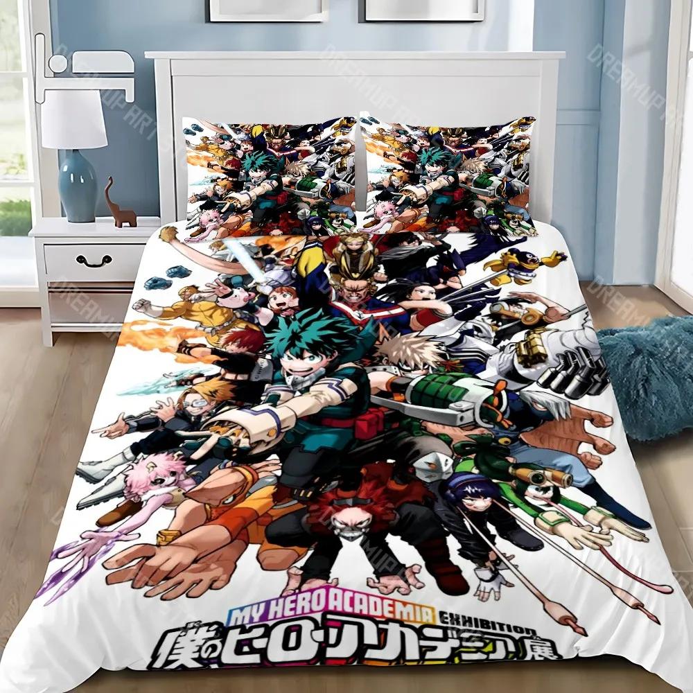 Мультяшная пододеяльник Наволочка Постельное белье My Hero Academia Набор для взрослых Мальчик Девочка Украшение спальни Детский подарок Односпальный Двуспальный Размер