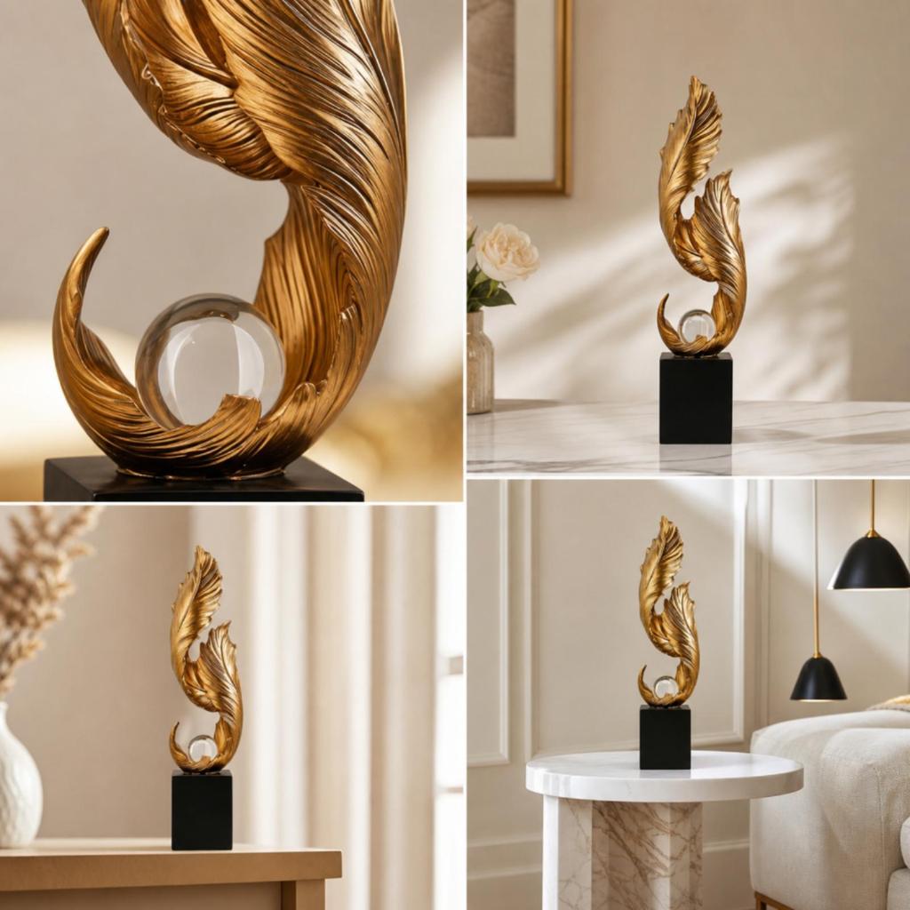 Standing Ornament with Crystal Ball Transparent for Entryway, Office, Art Lovers