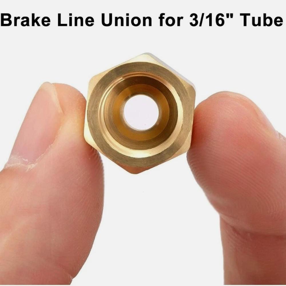 10X Straight Brass Brake Line Inverted Compression Fittings Union For 3/16" Tube
