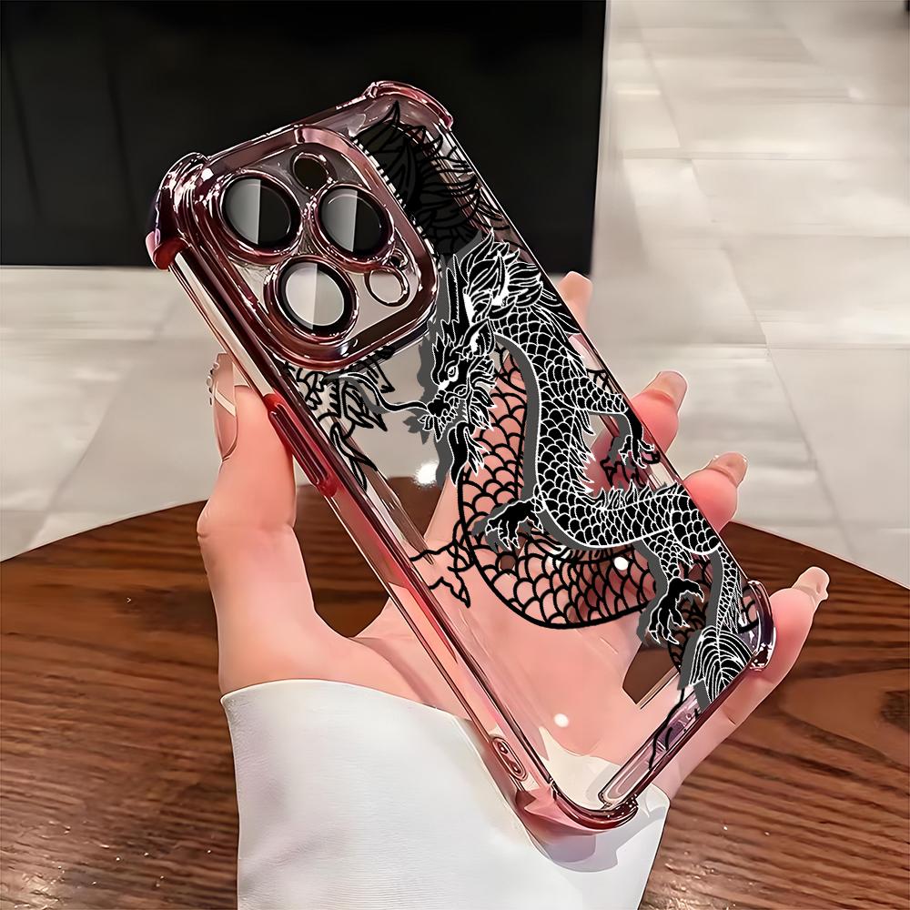 

China Loong Pattern Electroplate AntiDrop Clear Phone Case For Samsung Galaxy S25 Ultra S24 S23 S22 S21 Plus FE Clear Cover Galaxy S21 FE 5G