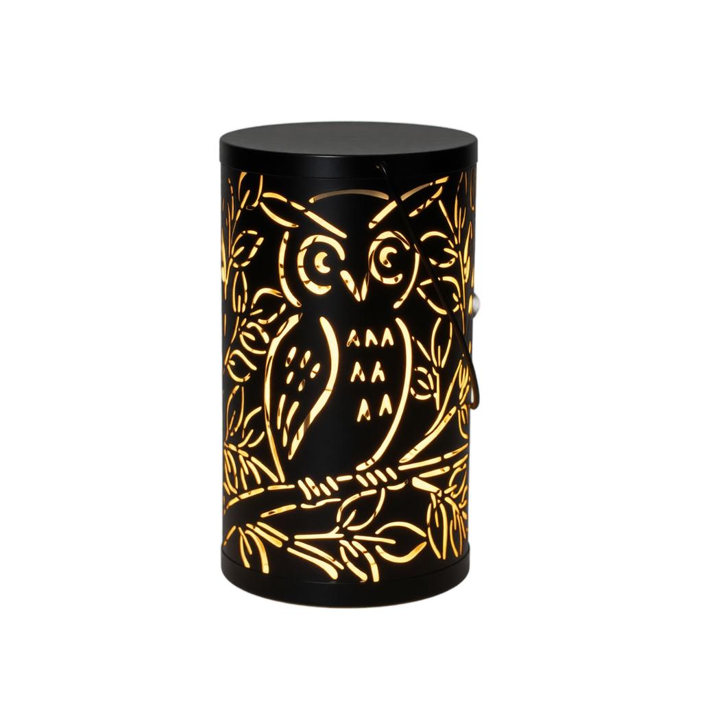 Solar Lantern Outdoor Decorative Metal Garden Light Hollow Pattern Projection Lamp with Tree Design for Patio Yard Pathway Lighting