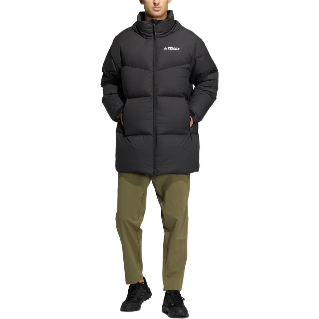 Adidas Zip-Up Down Jacket With Brand Logo Print Unisex Outerwear Black HM9706