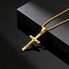 Stainless Steel Cross Necklace for Men, Christian Jesus Pendant Necklace, Catholicism Religious Faith Jewelry Easter Gifts