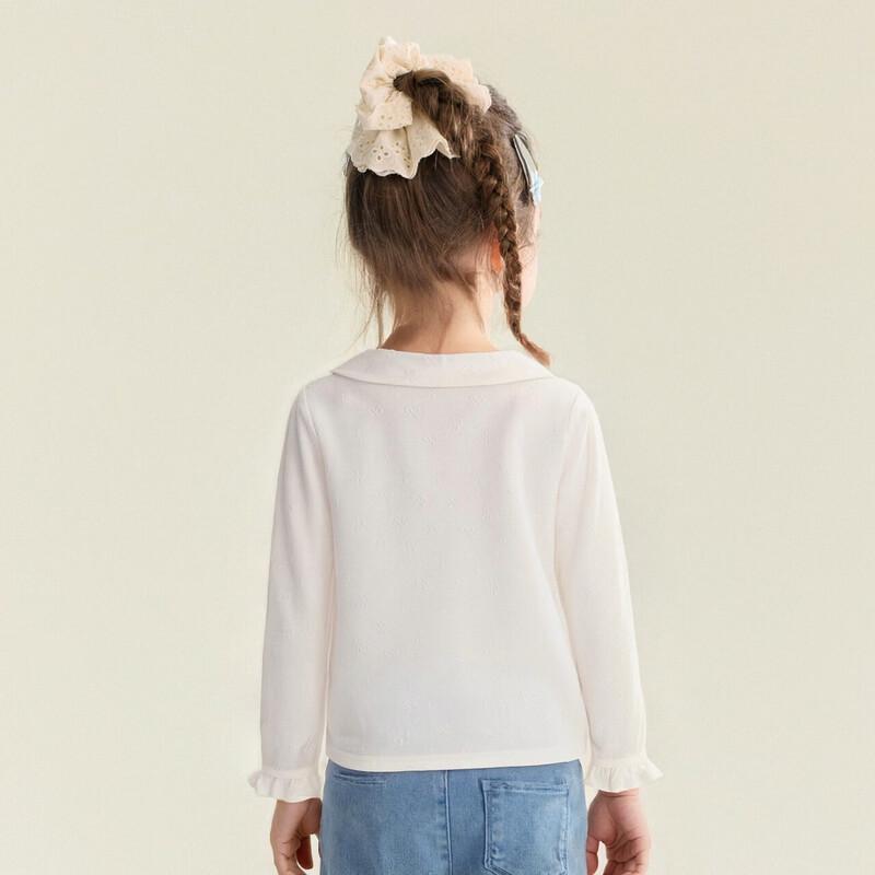 

DEESHA Girls Doll Collar Ruffle Jacquard Knit T-shirt 140