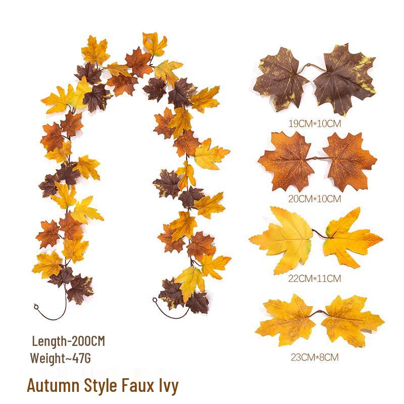 Mixed Color Autumn Maple Leaf Vine for Thanksgiving/Halloween Décor