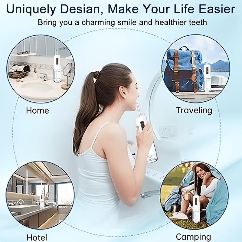 Smart electric water flosser with precise pressure control and360°Rotating nozzle for deep cleaning of teeth and gums, with replaceable heads USB