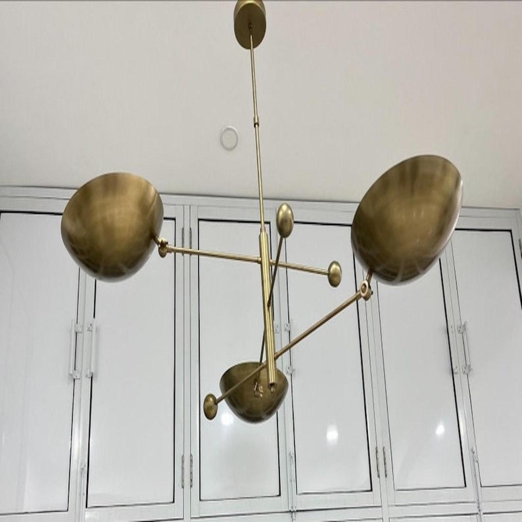 Chandelier Mid Century Modern 3 Light Pendant Raw Brass Sputnik Chandelier Light Fixture Décor
