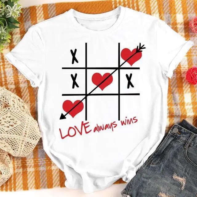 Women's round Collar Short Sleeve T-shirt INS Fashion Mathematical Formula Print Casual Summer Top Polyester Fabric