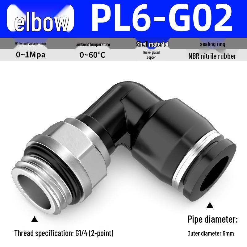 Zhuo Ji Pneumatic Male Thread Straight G Thread Quick Connect Fitting PC8-G02 Air Hose Connector PL6/10-G01