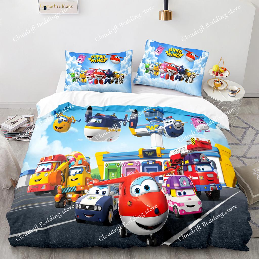 Super Wings Bedding Set Bedspread Single Twin Full Queen King Size Game Super Wings Bed Set Children's Kid Bedroom Duvetcover