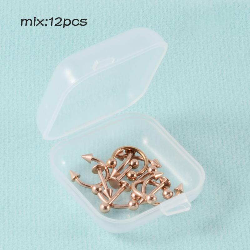 

12 шт./набор Хирургическая сталь Серебристый цвет Позолоченный Черный Радужный Пирсинг Основной Набор Украшений для Уха Носа Брови Губы 8 мм