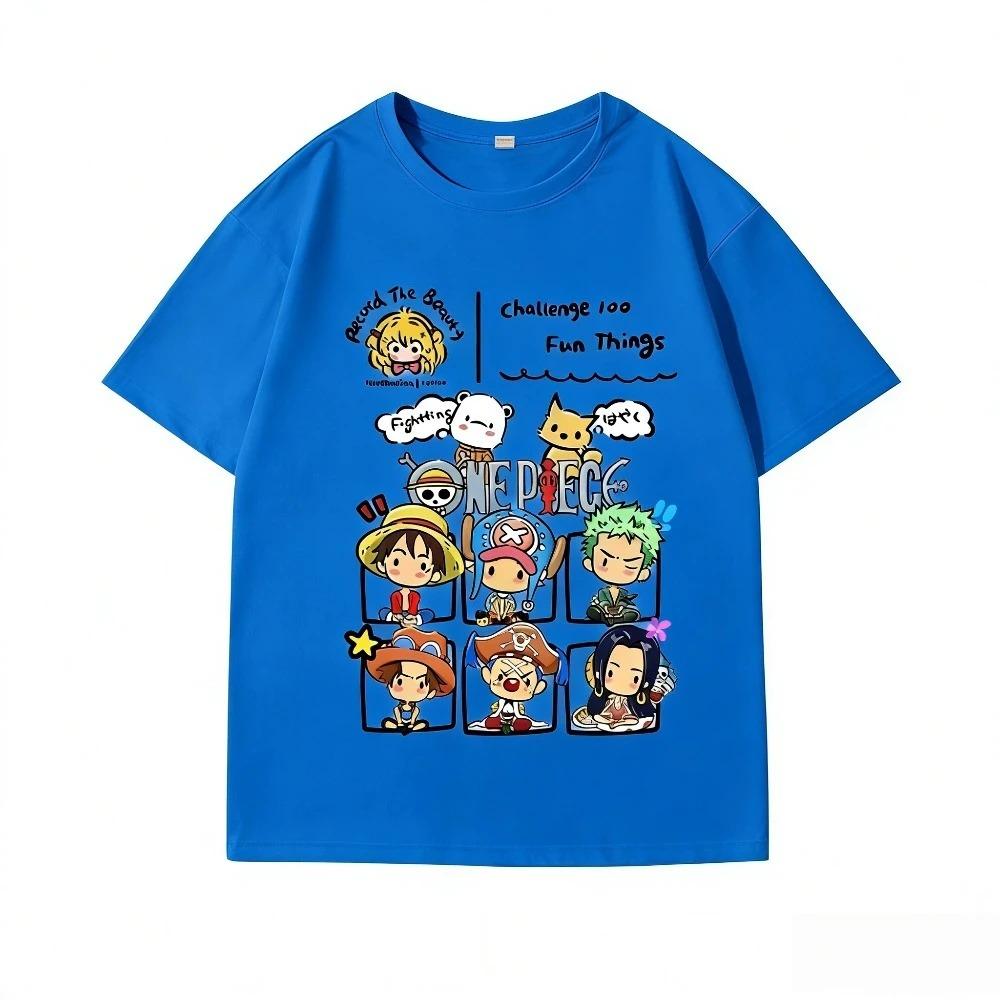 

One Piece Chibi Character Grid Challenge 100 Fun Things Vintage Oversized White T-Shirt | Shonen Anime Fan Unisex Streetwear Tee XXXL синій