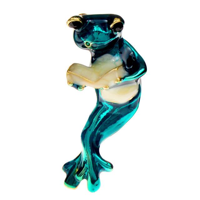 

Новая эмалированная брошь-лягушка для чтения книг