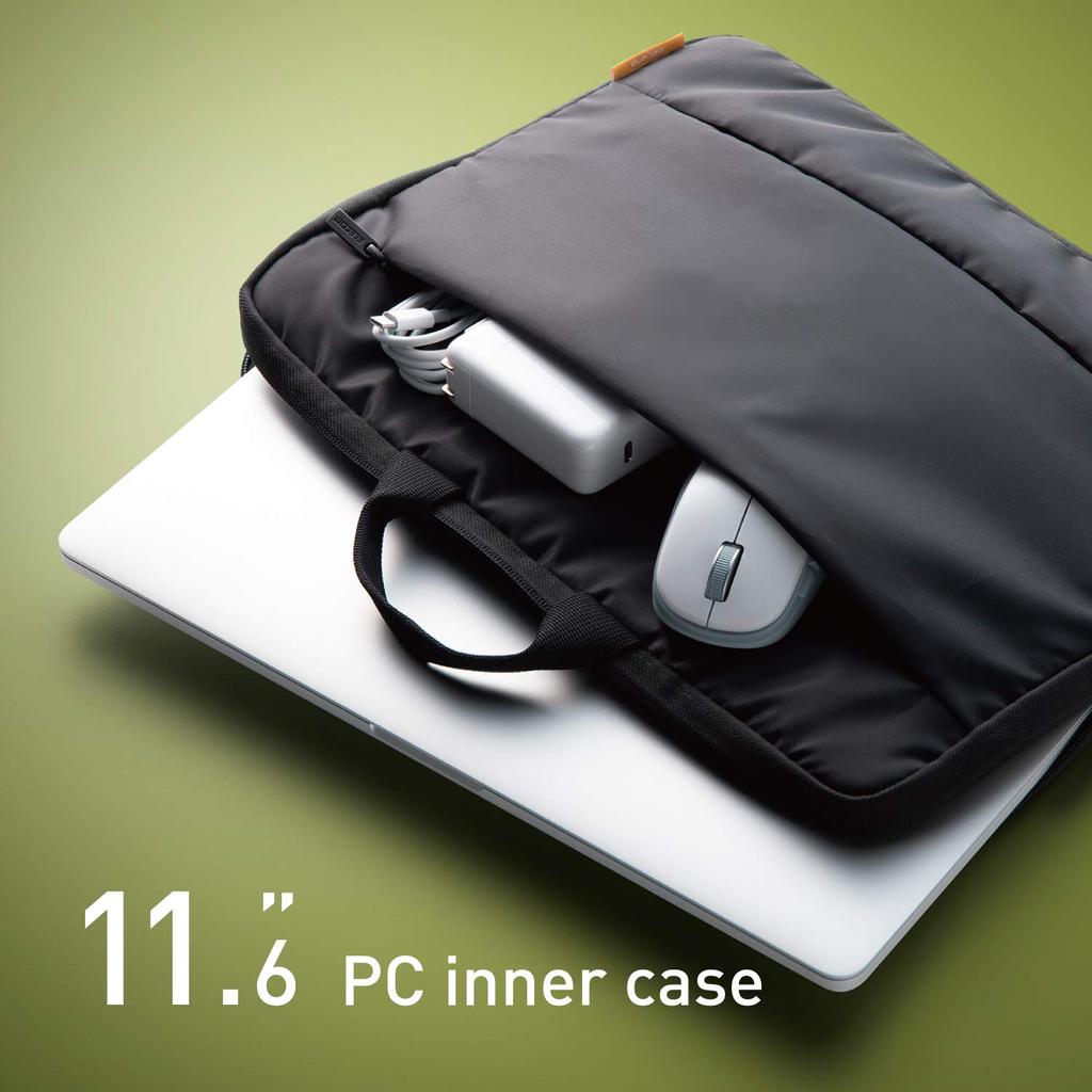 ELECOM PC Case, 11.6-inch, with Handle and Front Pocket, Black (BM-IBH11RBK)