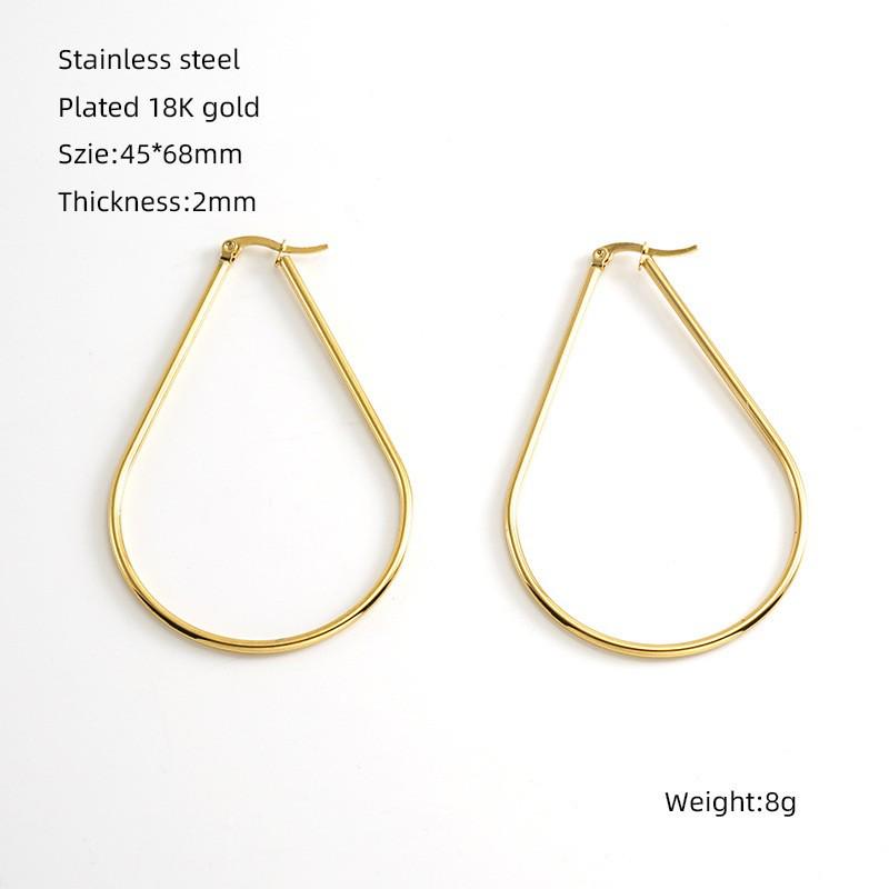 Geometric Water Drop Stainless Steel Earrings: European & American Fashion Trend