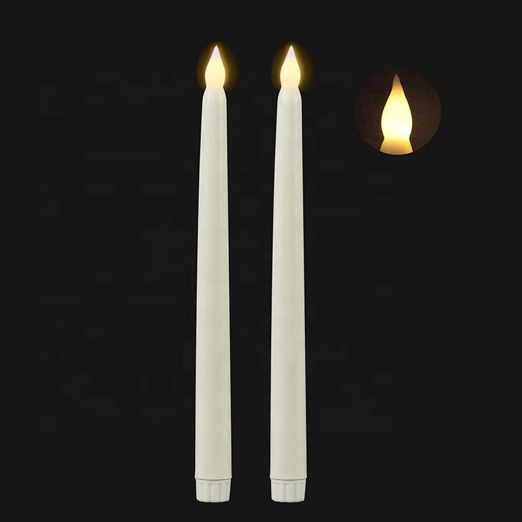 Home Decor Realistic Ivory Plastic Warm White Flickering LED Candlesticks Flameless Taper Candles