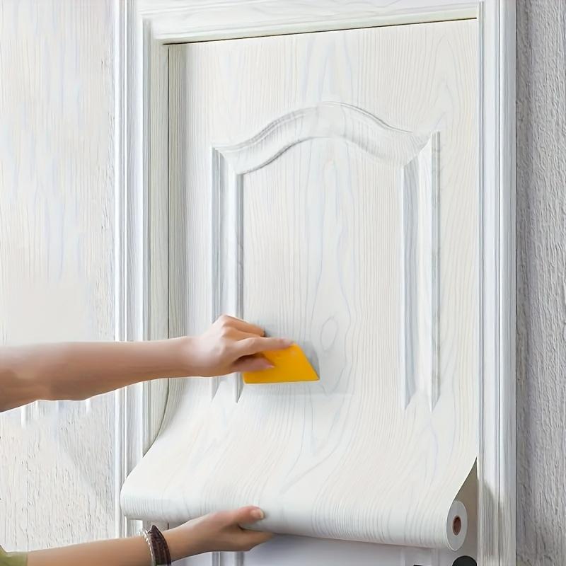 Samolepicí odnímatelná nálepka na dveře - Vysoce kvalitní textura dřeva, Nálepky na dveře pro renovaci domu, Texturovaný povrch