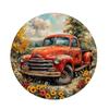Old Style Trucks Theme Round Metal Aluminum Sign Art Desktop Decorative Plates for Bar Garage Club Yard Home Office Wall Decor