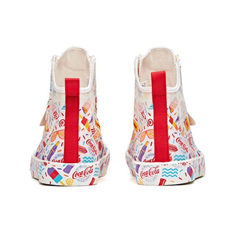 Anta Life Series Coca-Cola Collaboration Breathable Durable High-Top Canvas Shoes Women Sneakers White Red 122028656-8