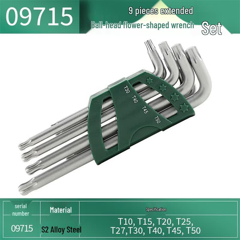 SATA Long L-Type Ball-End Hex Wrench Set, 9-Piece
