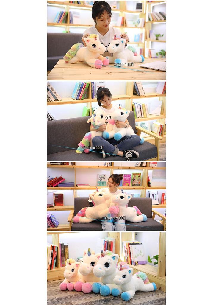 Cute Lucky Star Unicorn Plush Toy - Cartoon Lying Down Horse Figure