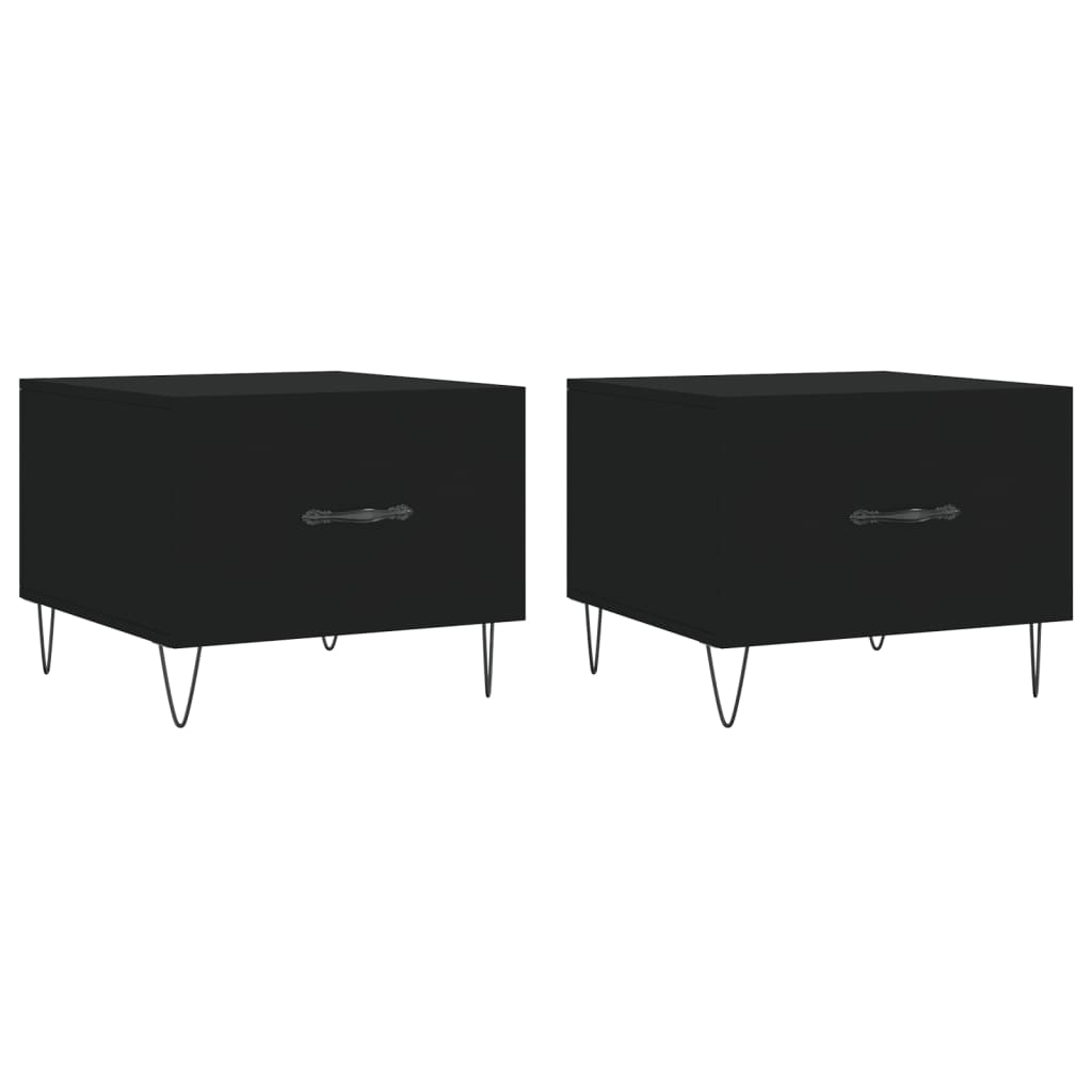 Coffee Tables 2 Pcs Black 50x50x40 Cm Engineered Wood