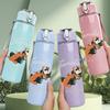 PC Retro Racing Car Orange Graphic Print 750ml Colorful Plastic Sports Water Bottle Leakproof Pop Up Lid with Straw for Outdoor Work Home Use