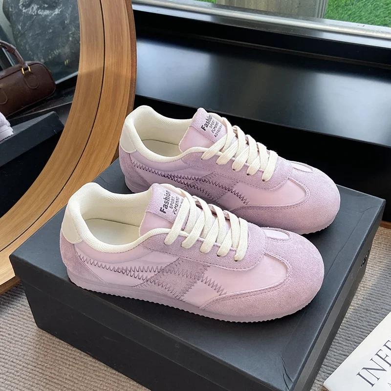 Spring New Style Sports Shoes Casual and Lightweight Walking Shoes for Women Matte Leather Training Retro Vulcanized Shoes