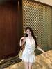 Summer Rich Daughter High-end Sense Beauty Back Swinging Collar Hanging Neck Dress Feminine Temperament Slim Waist a Word Short Skirt