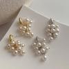 Korea-Inspired Grape Cluster Pearl Tassel Earrings with S925 Silver for Women