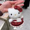 Christmas tartan skirt Hello Kitty Plush Stuffed Key Chain kawaii Cartoon checkered Kitty Plush Doll Pendant Xmas gift