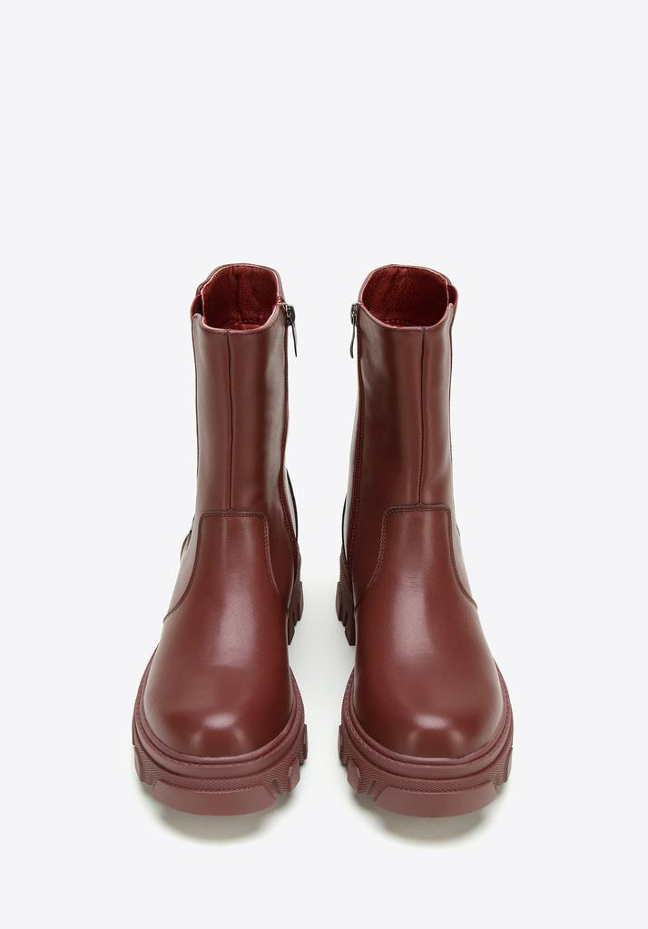 Wittchen Women's Leather Platform Chelsea Boots Cherry Natural Leather