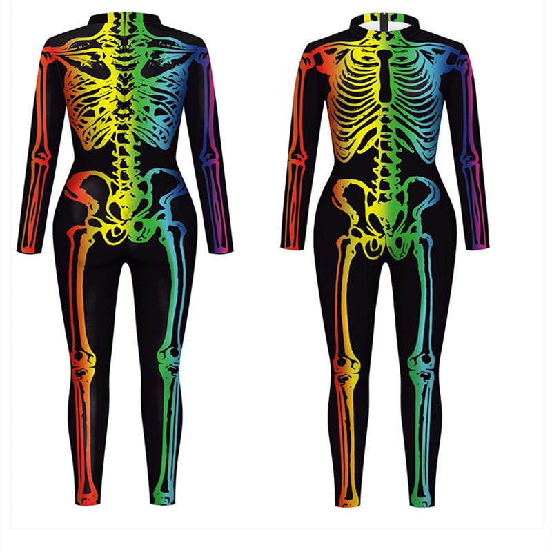 

Флуоресцентная стойка для черепа, 3D-печатный костюм для косплея на Хэллоуин, сексуальный комбинезон, боди для взрослых, карнавальная одежда для вечеринок, S-XL XL